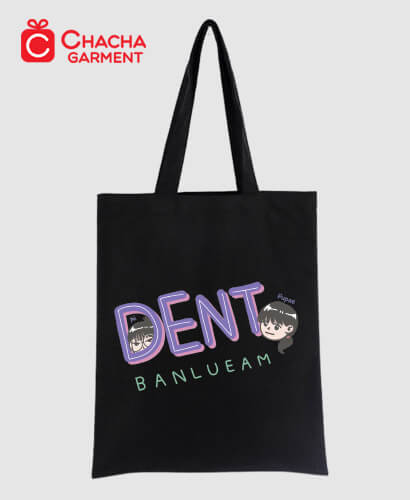 ถุงผ้าดิบสีดำสกรีน