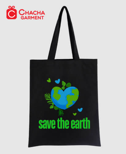 ถุงผ้าดิบสีดำสกรีน